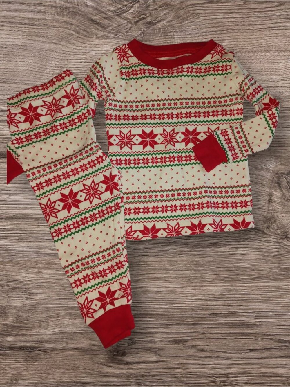 Holiday Time 9 Months Fair Isle Christmas Pajama Set Red Green Holiday Sleepwear
